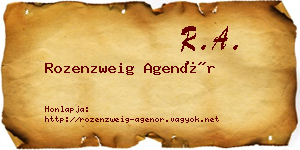 Rozenzweig Agenór névjegykártya